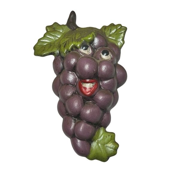 Vintage 70s Anthropomorphic Ceramic Fruit Kitchen Wall Hangings Retro Home Decor - Picture 2 of 11